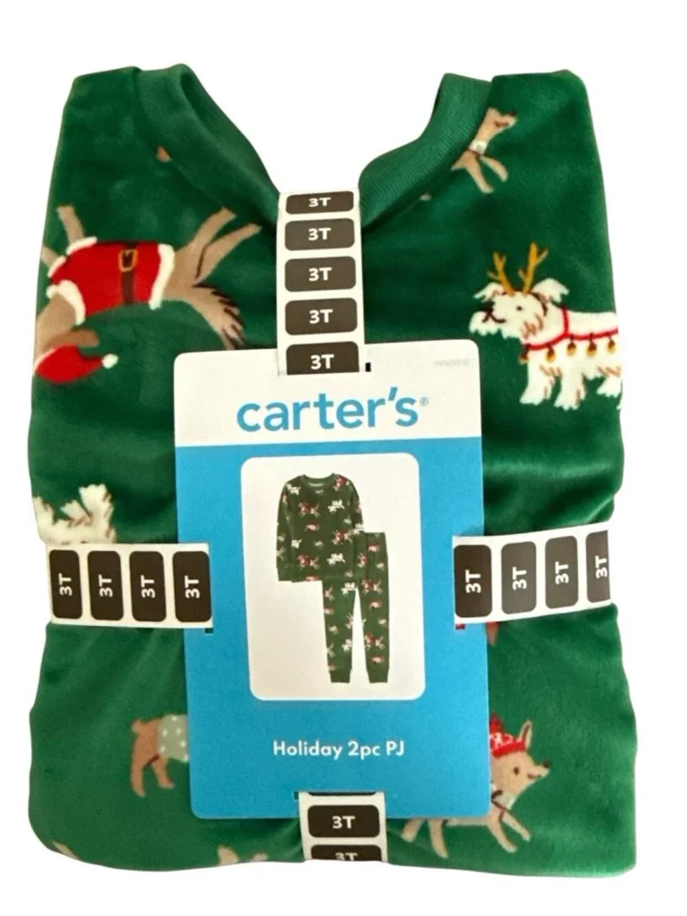 Carter's Holiday 2-Piece Velboa Pajama Set-Festive Dogs-Size 3T-NWT